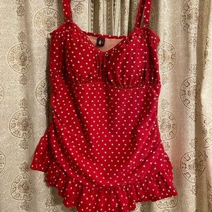 Torrid red ruffled retro swimsuit